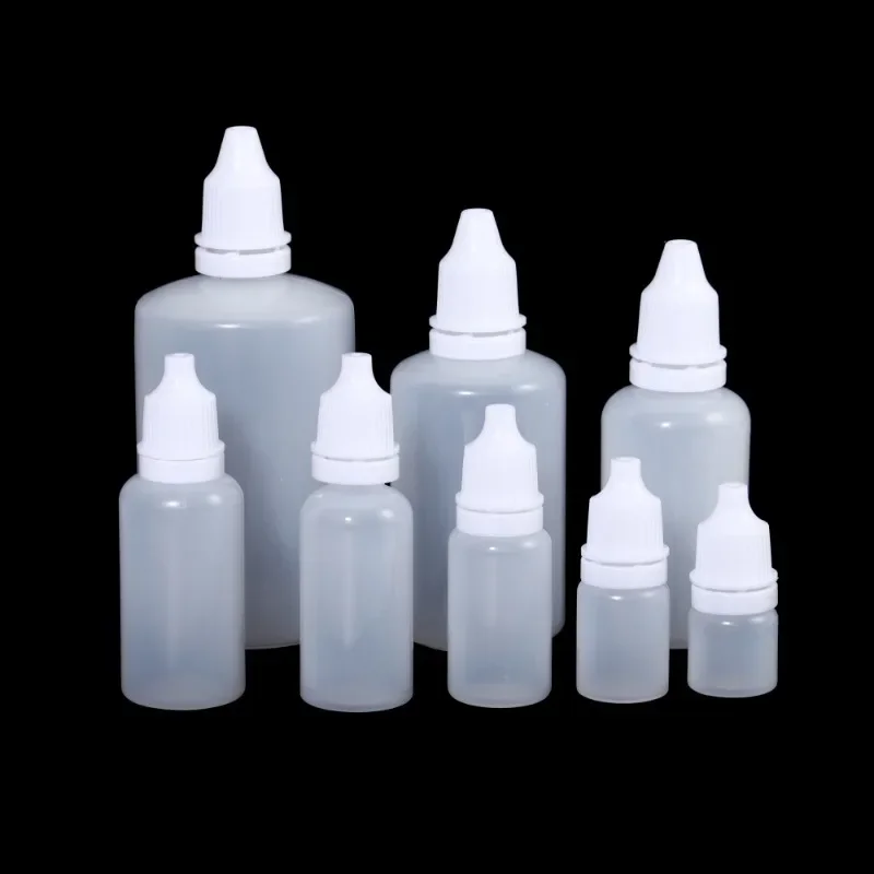 

100/50pc Dropping Eye Plastic Bottles Translucent Medicine Anti Theft Cap Empty Squeezable Travel Paint Squeezing Liquid Dropper