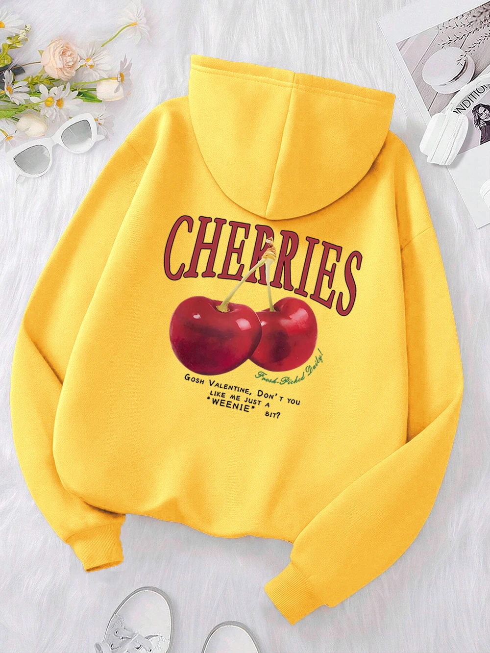 Cherries Cosh Valentine Funny Print Hoody Men Women Hip Hop Pullover Hoodie Loose Warm Sweatshirt Fashion Fleece Clothing Couple