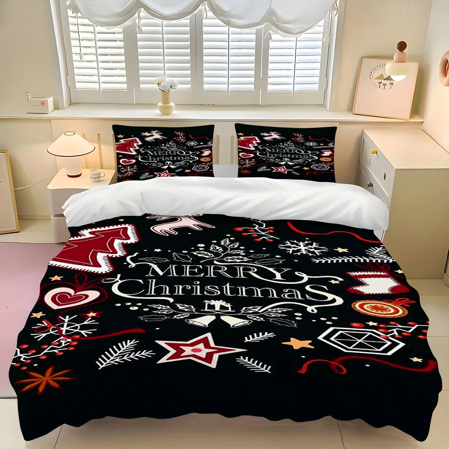 

Пододеяльник для рождественского пододеяльника, Санта-Клаус, комплект постельного белья с милым лосем, рождественское украшение для мебели, изысканный праздничный подарок