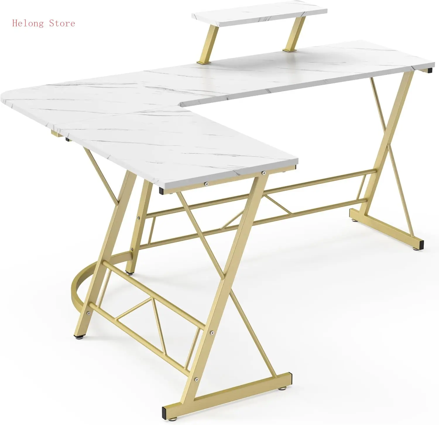 63" L Shaped Gaming Desk, Corner Computer Desk, Home Office Writing Desk with Sturdy Monitor Shelf, Spacious L Shaped Desk