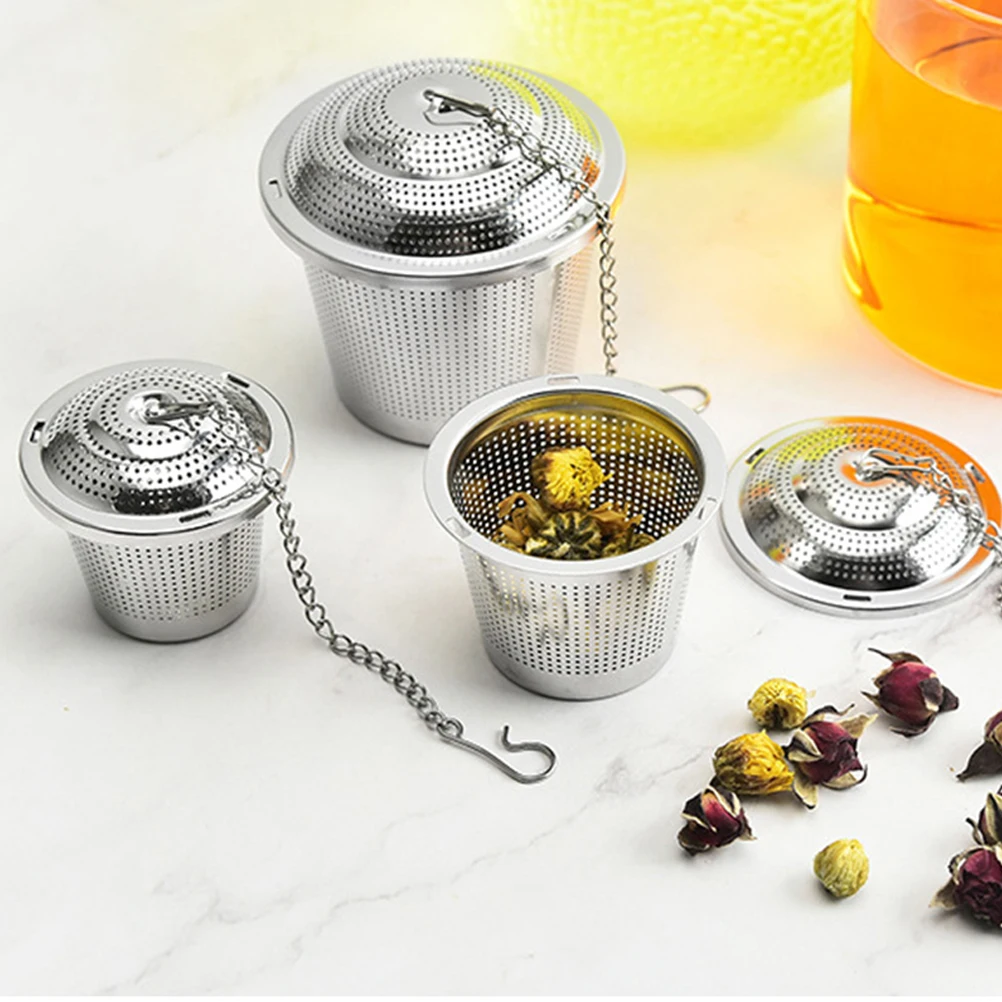 

3pcs Stainless Steel Infuser Fine Mesh Filter for Loose Leaf Herbal Spices Black Green Rose Jasmine Tea