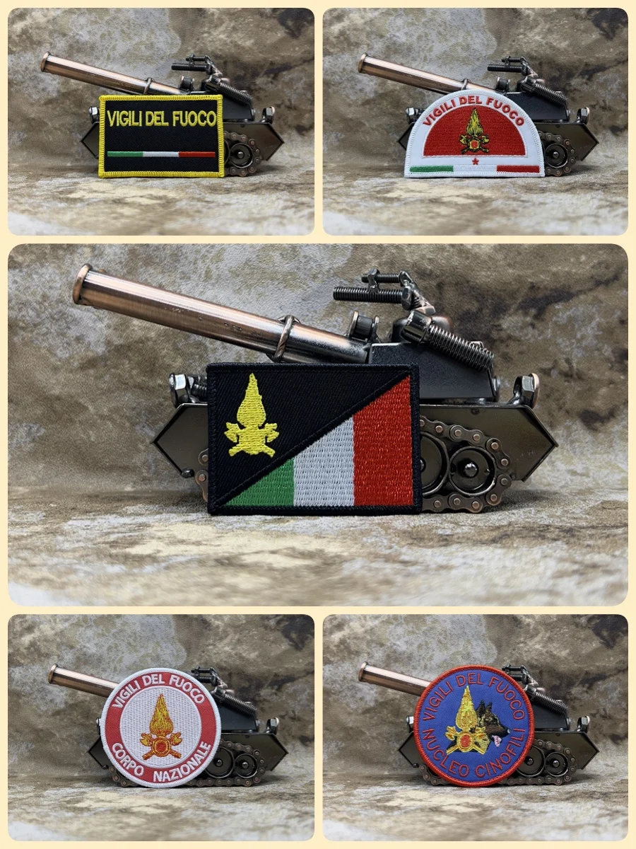 Italian National Fire Brigade Tactical embroidered patches for clothing backpacks hats military accessories with hook backing