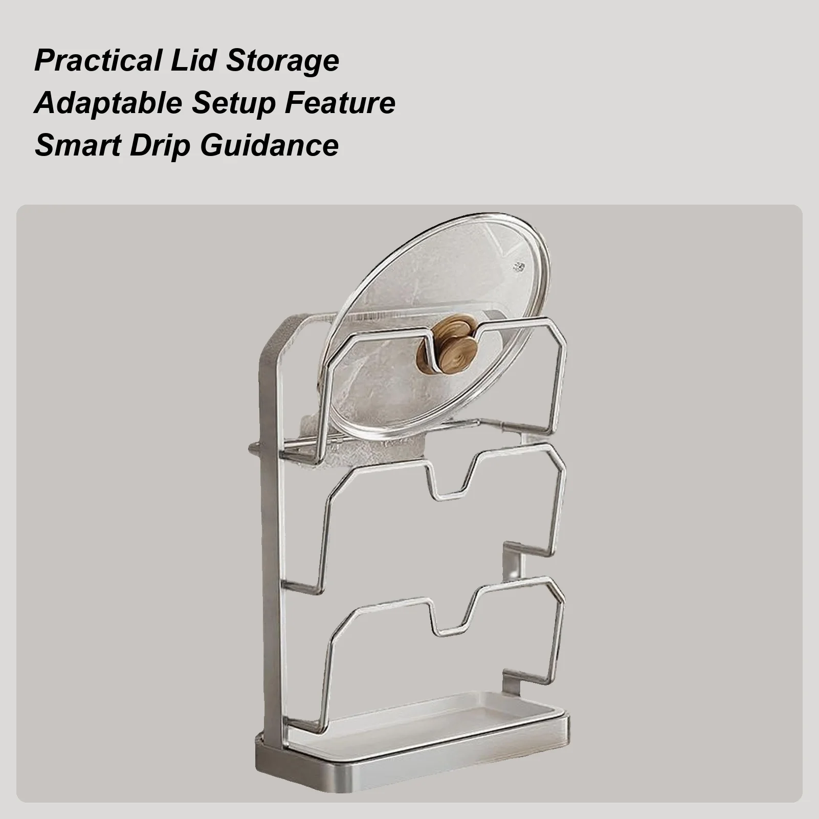 

Держатель для крышки кастрюли, подставка для крышки кастрюли, кухонный органайзер для кастрюли для кухонной столешницы, столовой, ресторанного шкафа, раковины, кладовой, дома