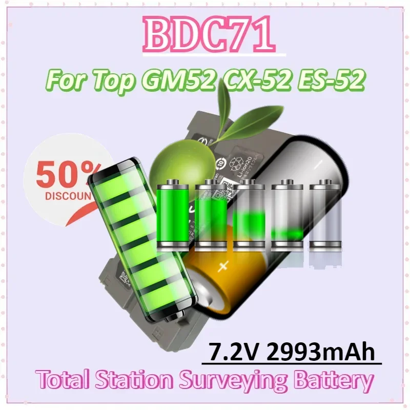 

BDC71 7.2V 2993mAh Rechargeable Battery for Top GM52 CX-52 ES-52 Total Station Li-ion Battery