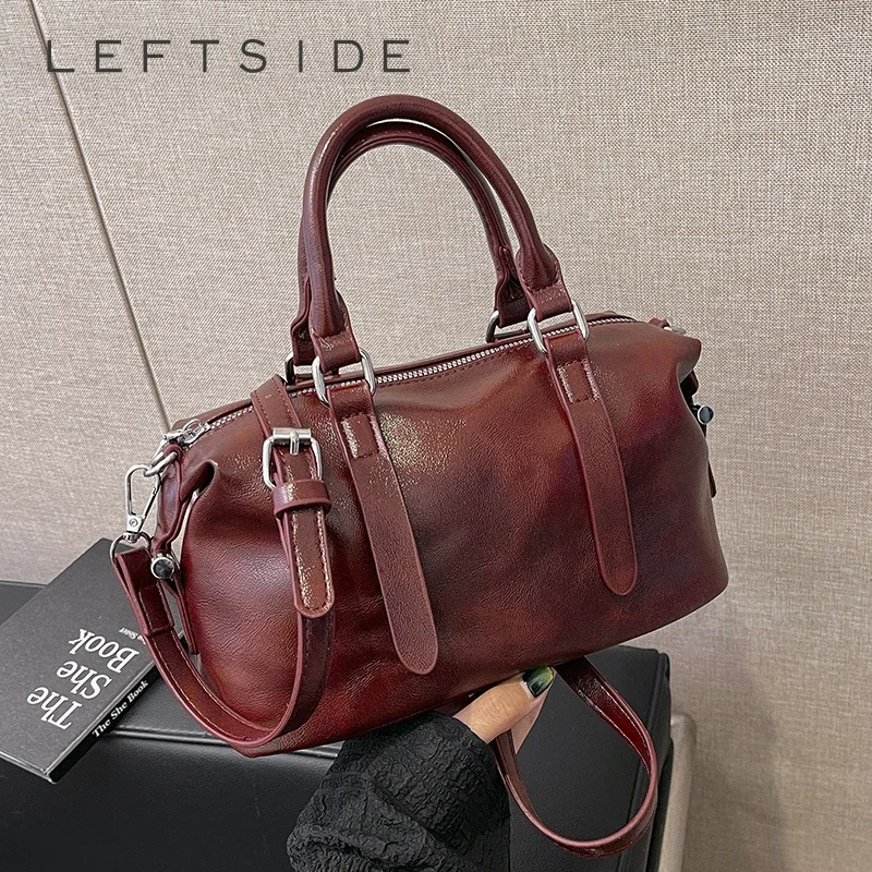 

LEFTSIDE Small PU Leather Crossbody Bags Lady Shoulder Bag for Women 2024 New Trend Korean Fashion Y2K Short Handle Handbags