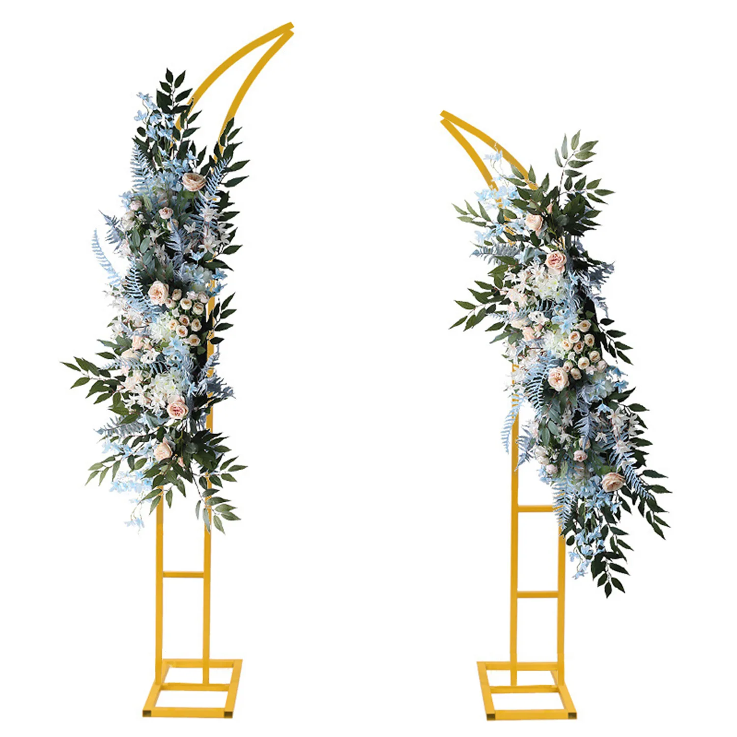 Lot de 2 supports d'arche de mariage, support arqué en métal pour fleurs de mariage, pour cérémonie et fête (Or)