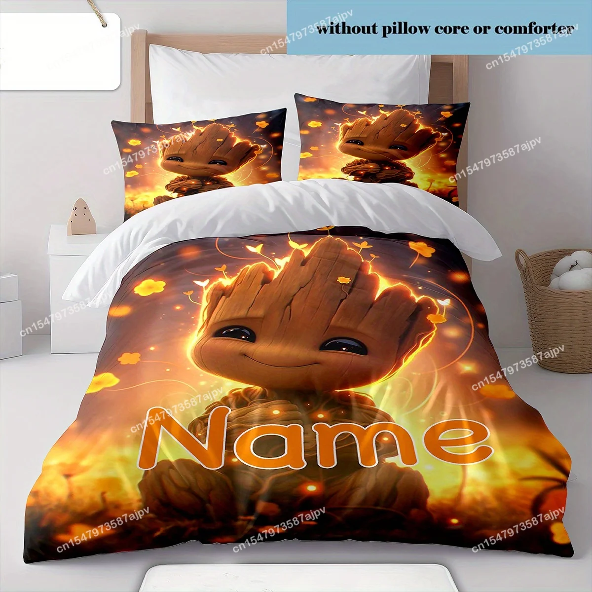 Personalized Duvet Custom Cute Groot Bedding Set King Twin Double 3 Piece Polyester Duvet Cover Set Christmas Gift Decor-QIANG