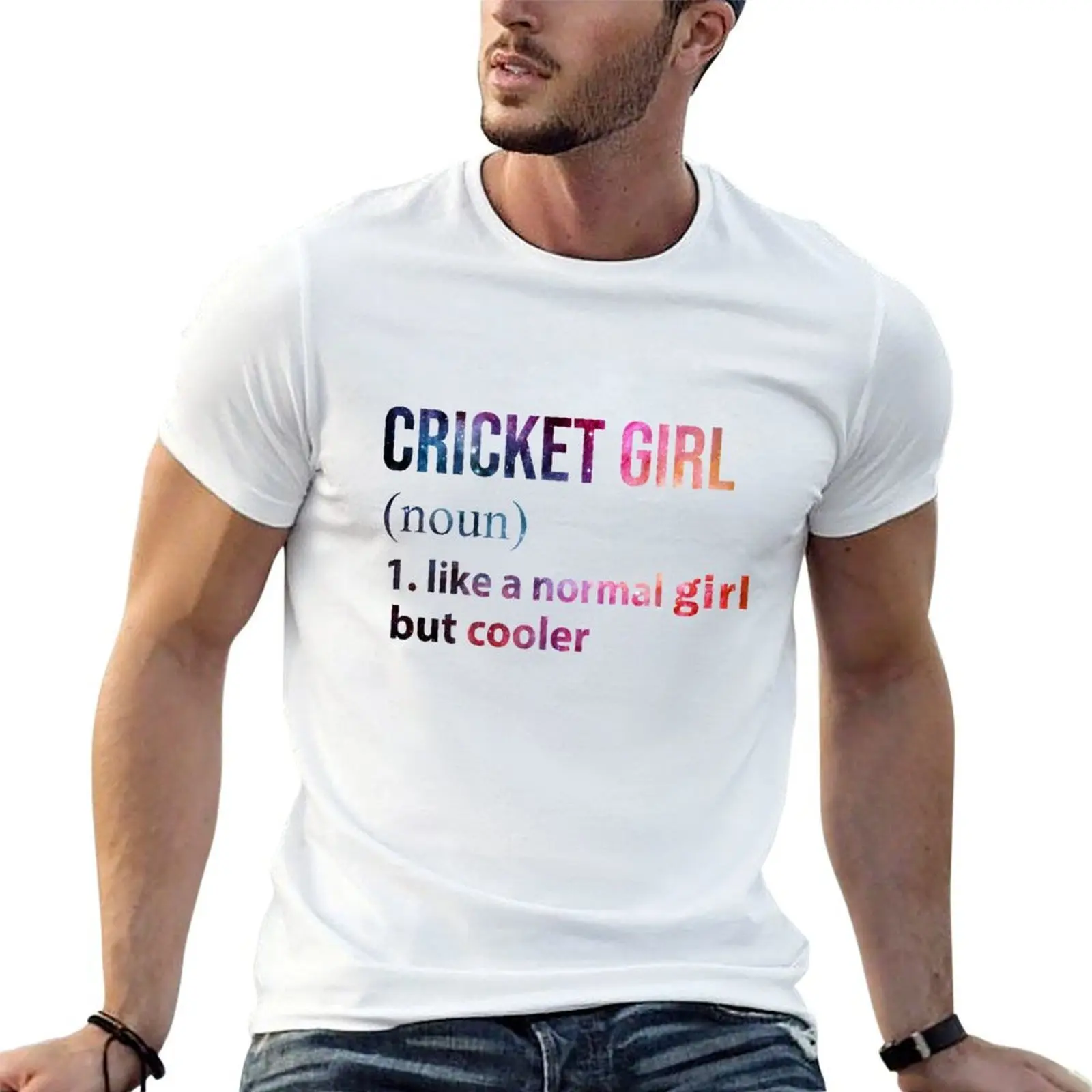 Cricket Girl like a normal Girl but cooler galaxy T-Shirt sweat street wear slim fit t shirts for men