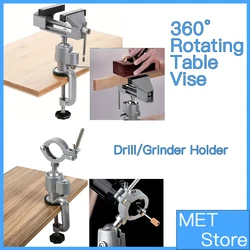 360° Rotating Table Vise with Drill Holder 2 In 1 Clamp for Woodworking Drilling Sawing Jewelry Making & DIY Projects Aluminum