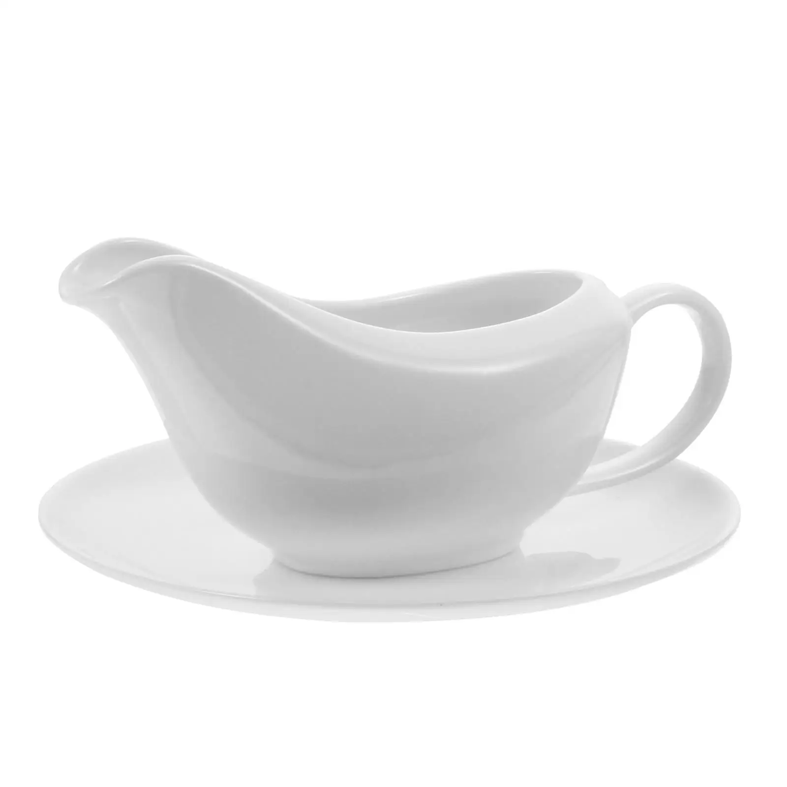 

Small Plate Sauce Pot Baby Serving Utensils White Gravy Boat with Saucer Ceramics China