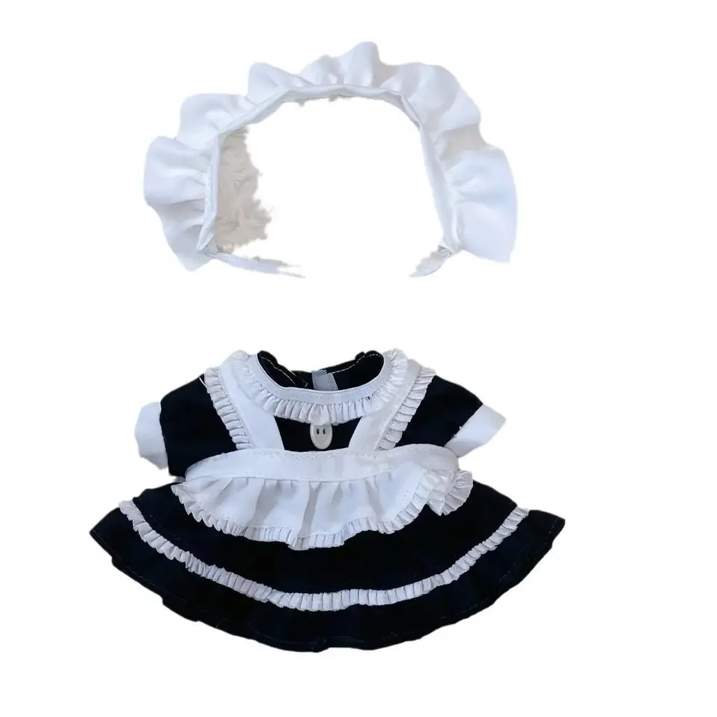 20cm Cute Mini Plush Doll\'S Clothes Outfit Accessories Maid Skirt Cute Doll Dress Suit