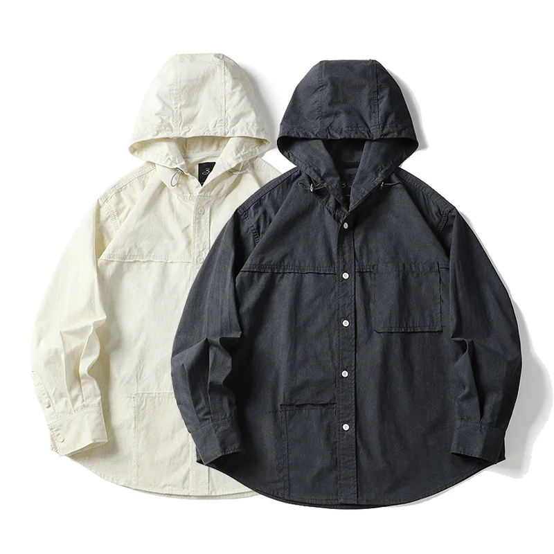 Cityboy Oversize Shirt Men Streetwear Fashion Loose Casual Long Sleeve Hooded Shirts Coat Unisex Blouses Jacket