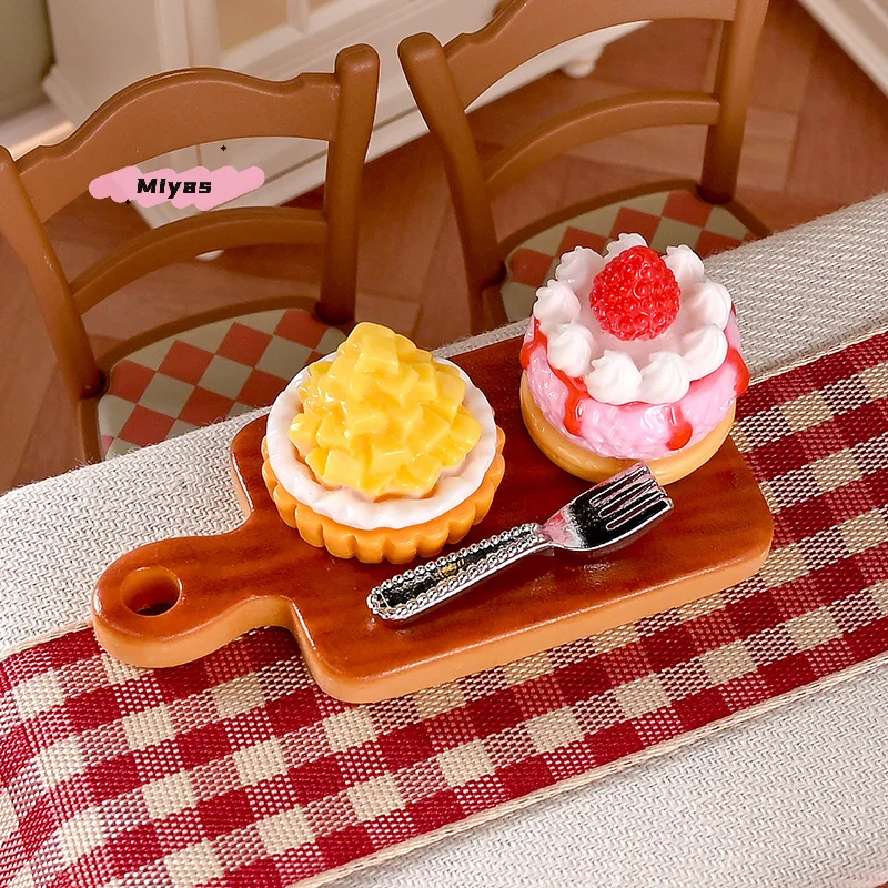 2 unids/set de pastel en miniatura, modelo de postre para casa de muñecas, decoración de cocina, accesorios para casa de muñecas, juguetes de comida para juego de imitación