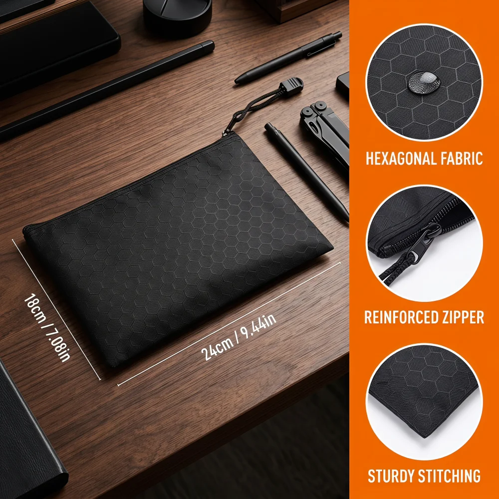 1/4/8pcs Large Waterproof Pencil Case, Honeycomb Zipper Pen Bag for Students, Stationery Organizer Pouch for School & Office