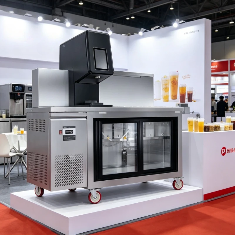Customized Smart Automatic Boba Tea Equipment, New Design Refrigerated Bar Table Full Set Milk Tea Machine for Beverage Cafe