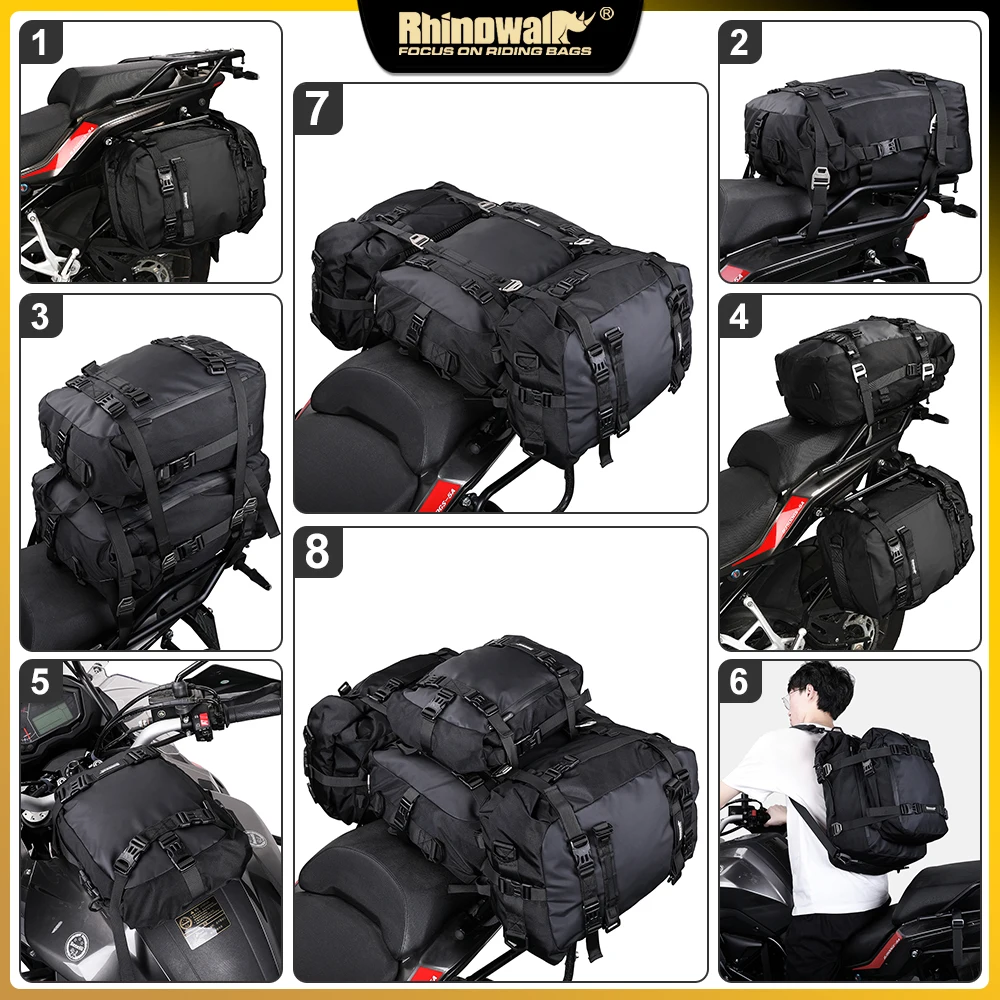 

Rhinowalk Motorcycle Bag 30L/20L/10L Motor Tail Saddlebag Cycling Backpack Case Luggage Waterproof Inner Bag Rear Side Bag