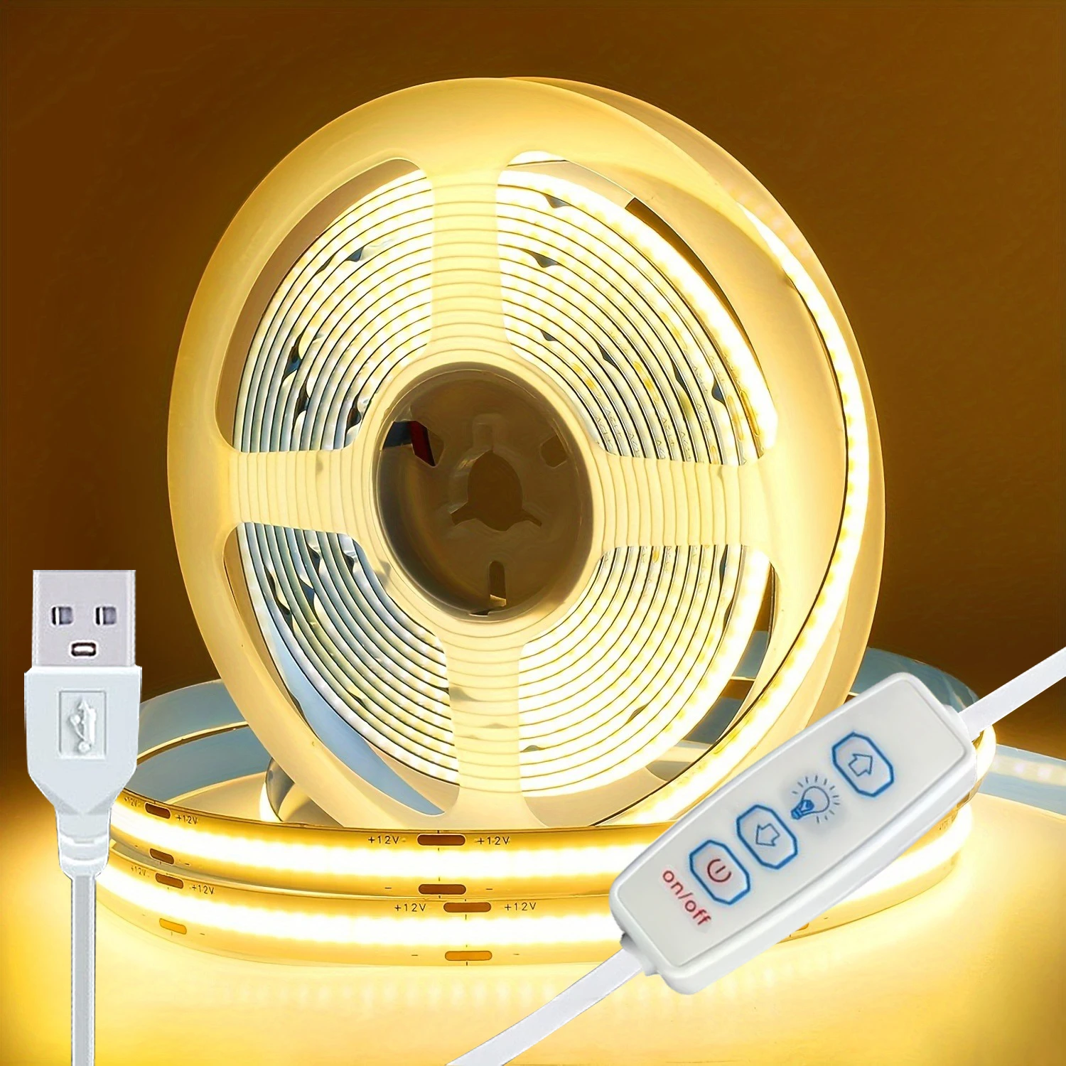 5V COB LED Streifen Lichter 3key Dimmbare Flexible Band Band Weiß Warm Weiß Beleuchtung für Zimmer TV Spiegel hintergrundbeleuchtung Wand Dekor