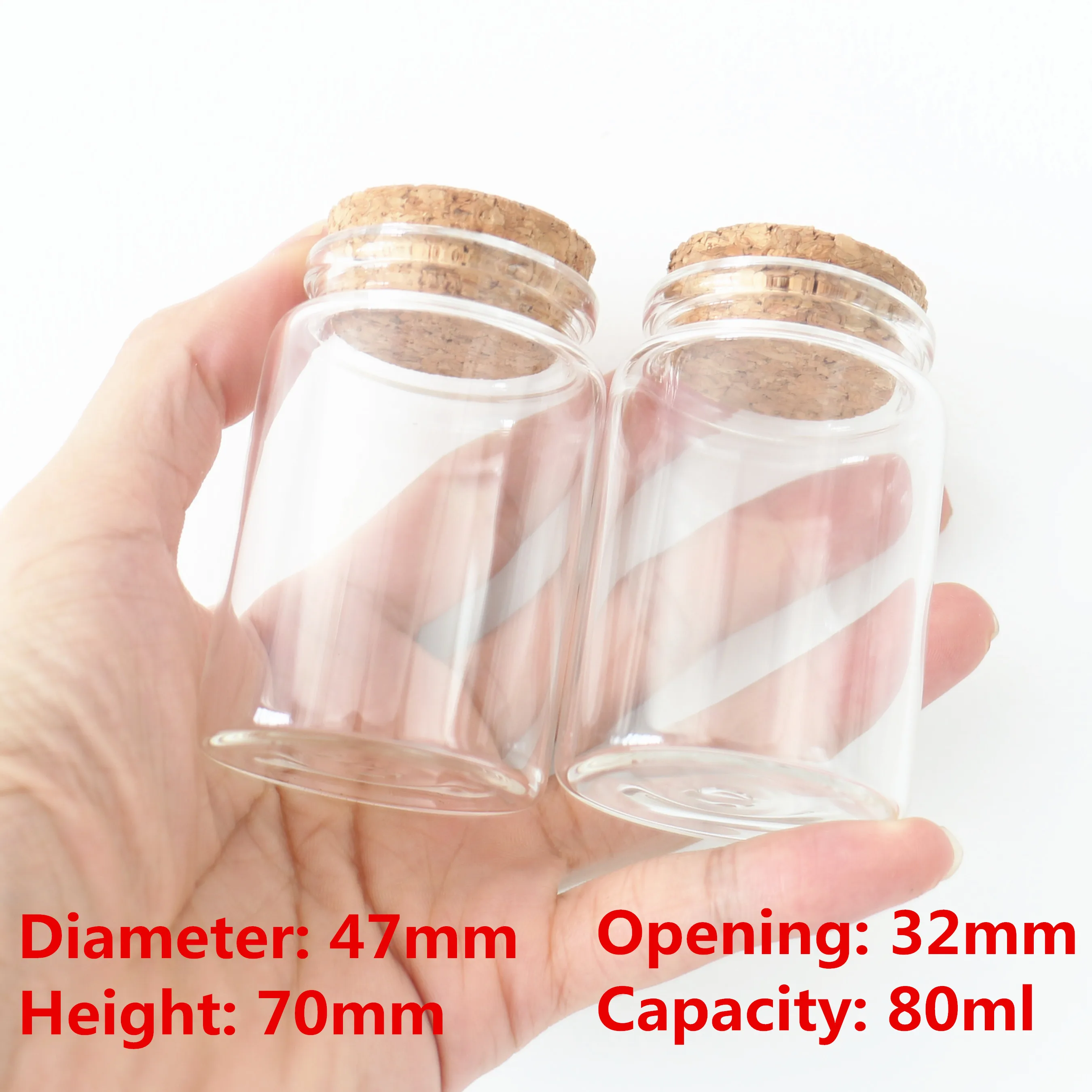 

6 Pcs/lot 32*47*70mm 80ml Glass Bottle Stopper Little Glass Jars Spicy Storage Transparent Vial Candy Bottle Containers