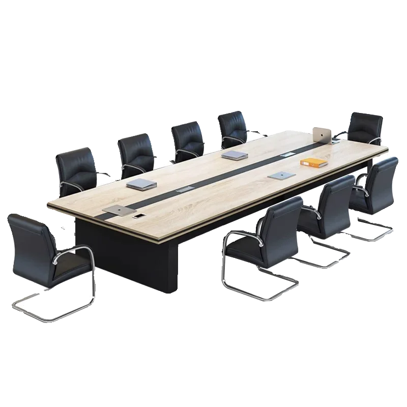 Conference, office, simple and modern, industrial style, long negotiation table and chair combination