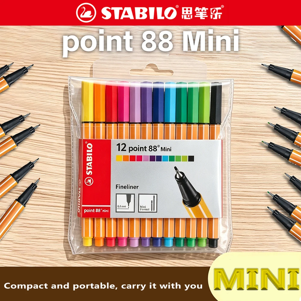 8/12/18 Colors/set Stabilo Point 88 Mini Waterproof Hook Pen Water-color Pens Anime Line Drawing Pen 0.4mm Colores Stationery