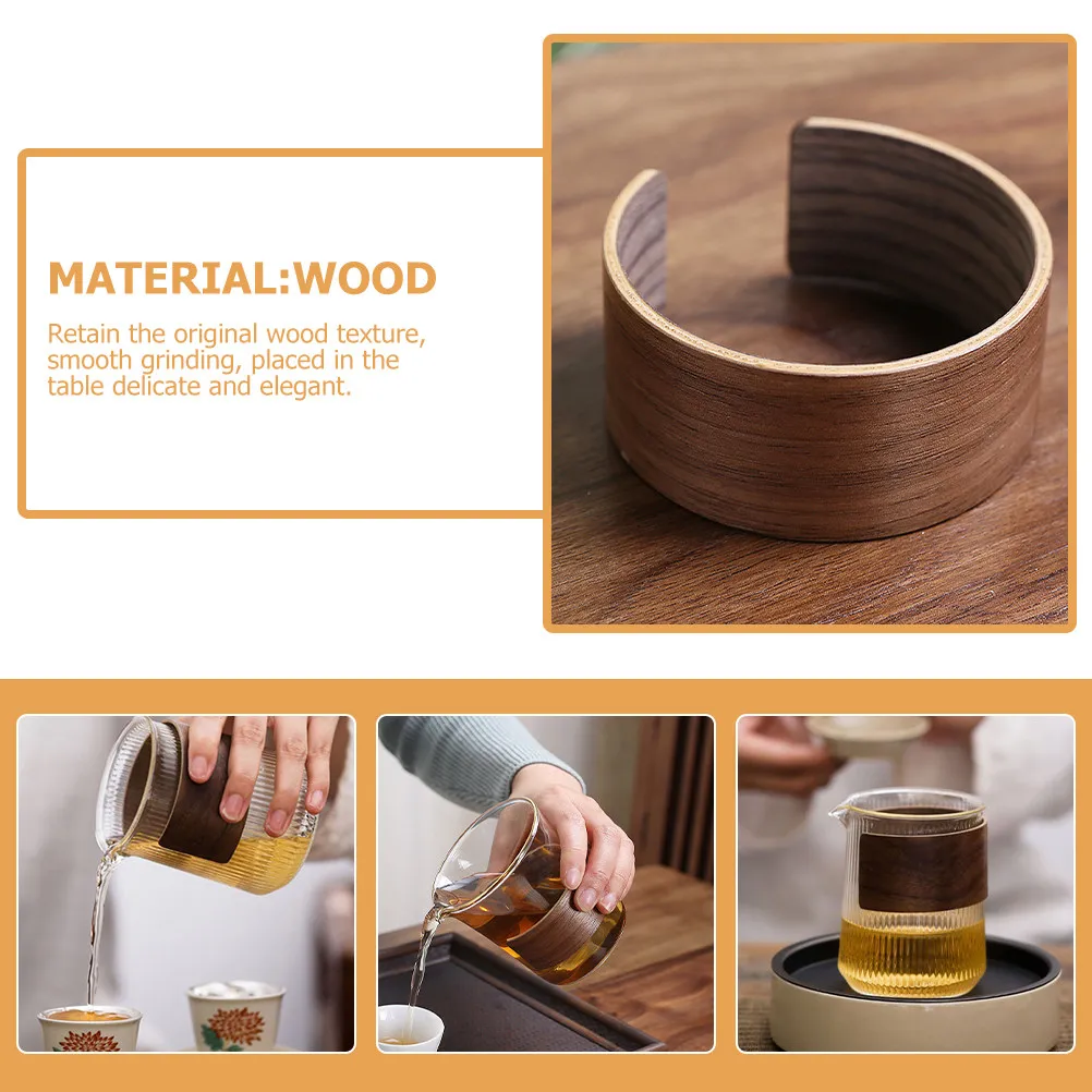 Walnut Wood Insulated Coffee Cup Sleeves 3pcs Reusable Protective Drink Sleeves for Hot Cold Beverages