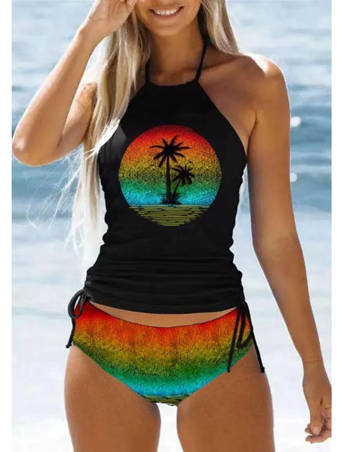 2023 Women's Sexy Beach Swimwear Tankini Two Piece Swimwear Print Tankini Beach Summer Fashion Beach Women's Swimwear Set