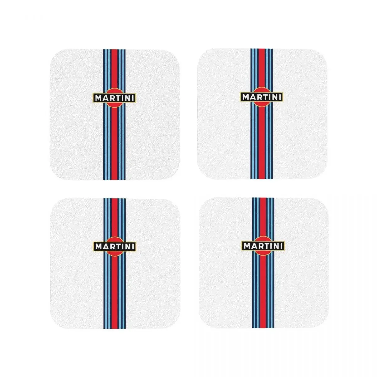 Martini Racing Strip Coasters Kitchen Placemats Waterproof Insulation Cup Coffee Mats For Decor Home Tableware Pads Set of 4