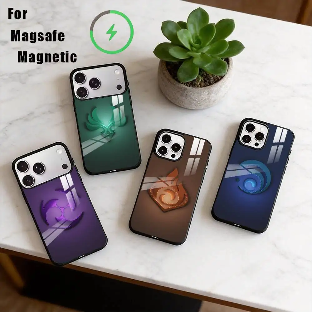 

Genshin Impact Elements Phone Case For iPhone17,16,15,14,13,12,11 Plus,Pro Magnetic For Magsafe Wireless Charging