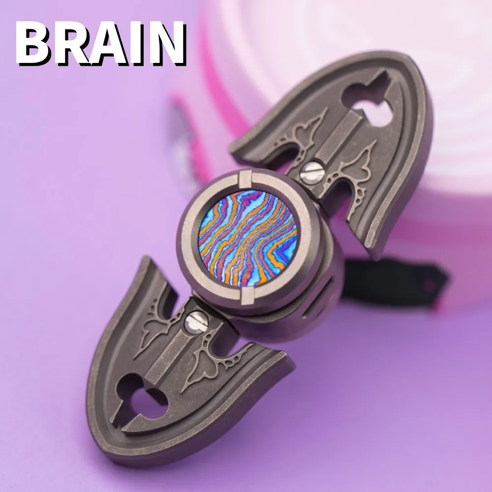 ブレインEDCフィジェットスピナー真鍮製ジャイロフィジェットトイ大人用メタルツーブレードフィジェットスピナー