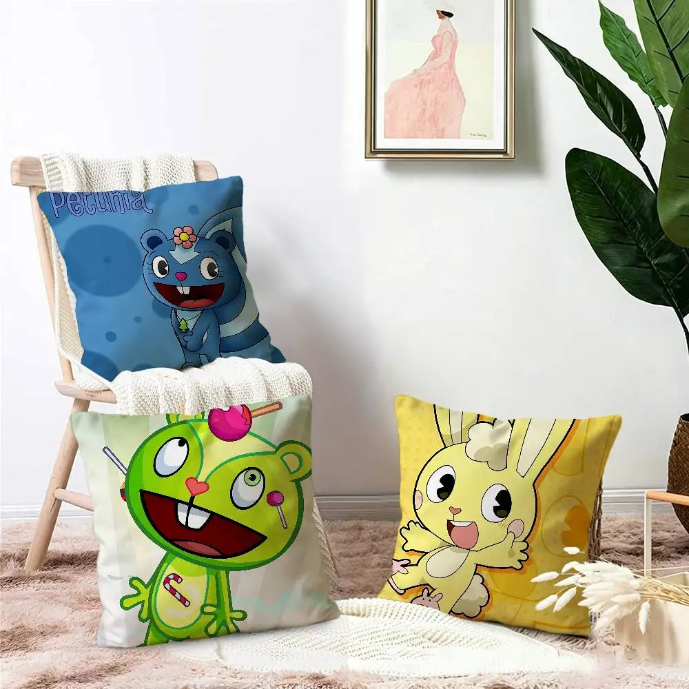 Cute American Cartoon H-Happy Tree F-Friends Cushion Cover Polyester Cushions Decorative Throw Pillows Decoration Pillowcover