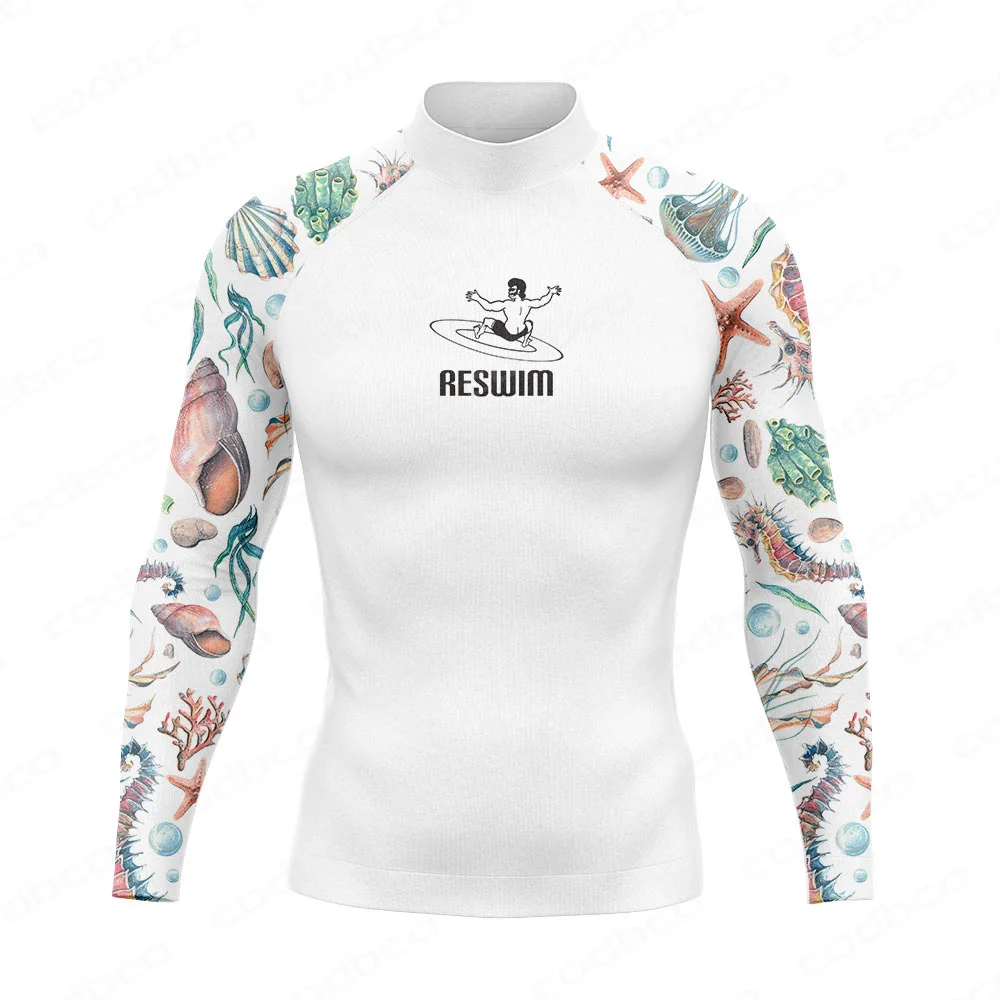 2024 Rash guard da uomo protezione UV costumi da bagno pesce nuoto t-shirt spiaggia manica lunga Surf Diving costume da bagno palestra Surf Rashguard