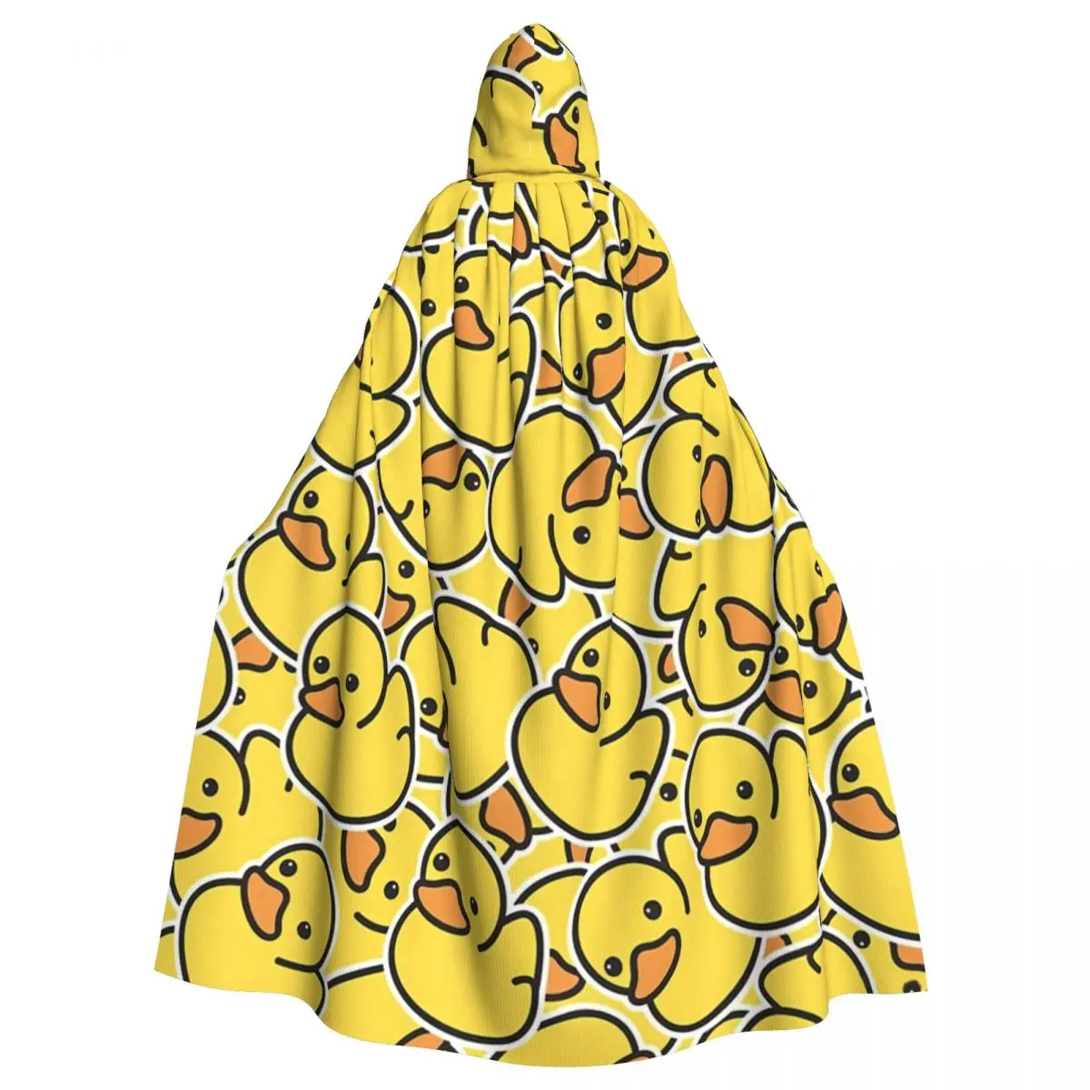 Yellow Classic Rubber Duck -Yellow Duck Hooded Cloak Halloween Party Cosplay Woman Men Adult Long Witchcraft Robe Hood