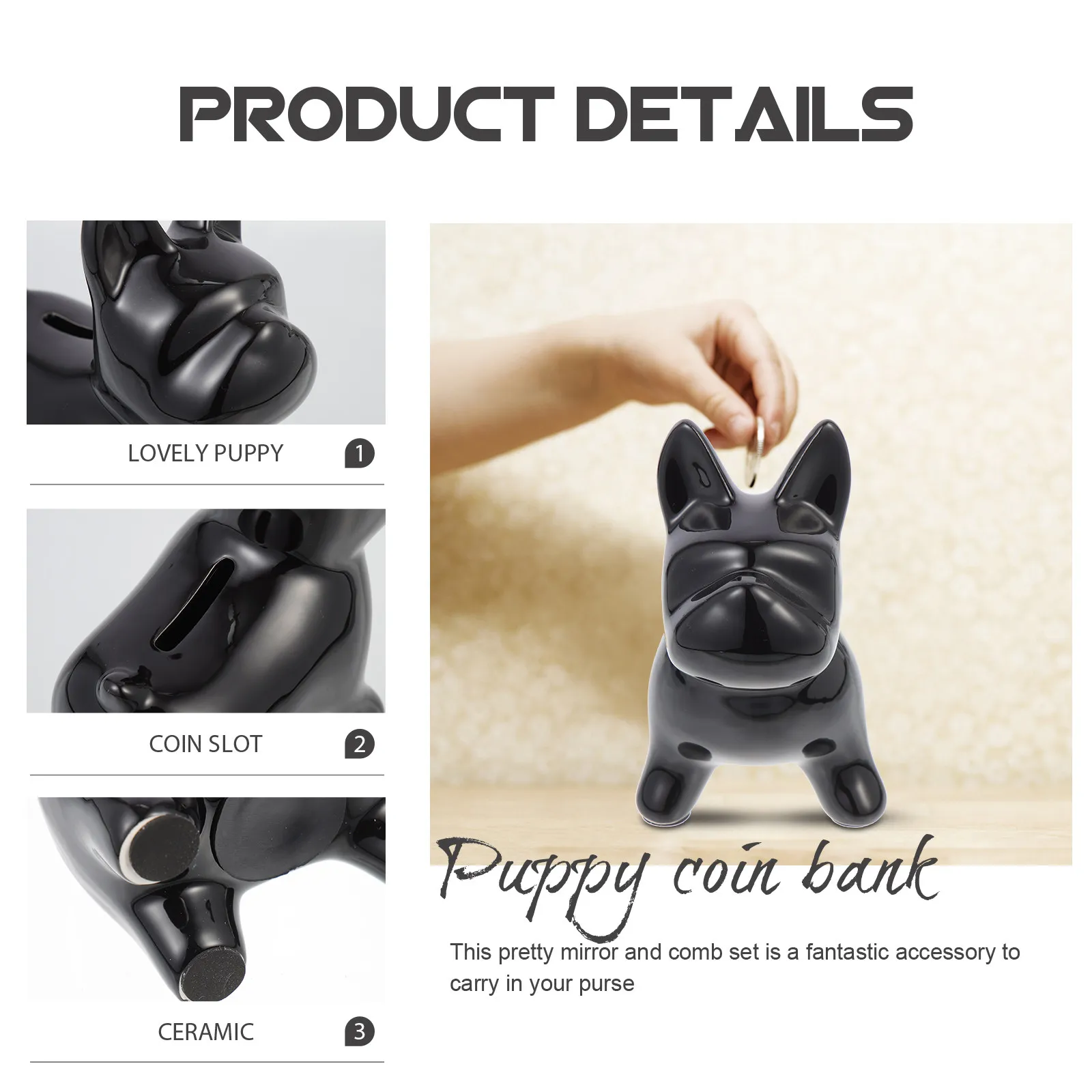 Ceramic Puppy Coin Bank Creative Cartoon Money Box Cute Home Decoration Kids Saving Jar New Year Gift Cartoon Coin Bank