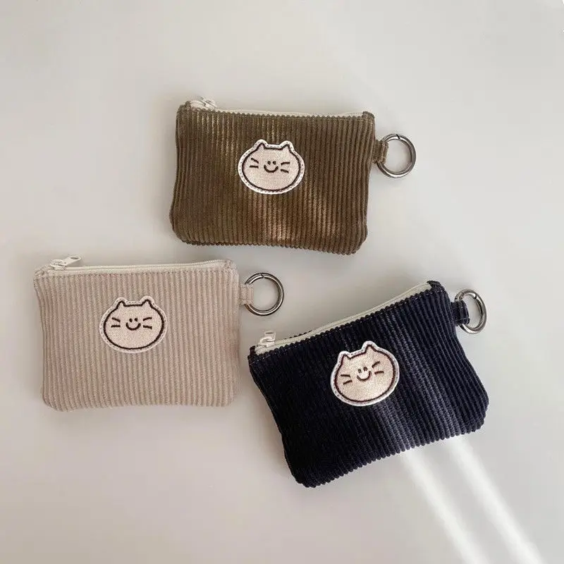 Soft Corduroy Fashion Corduroy Coin Purse Cute Wear Resistant Mini Corduroy Zero Wallet Soft Fashion Waffle Zippered Bag