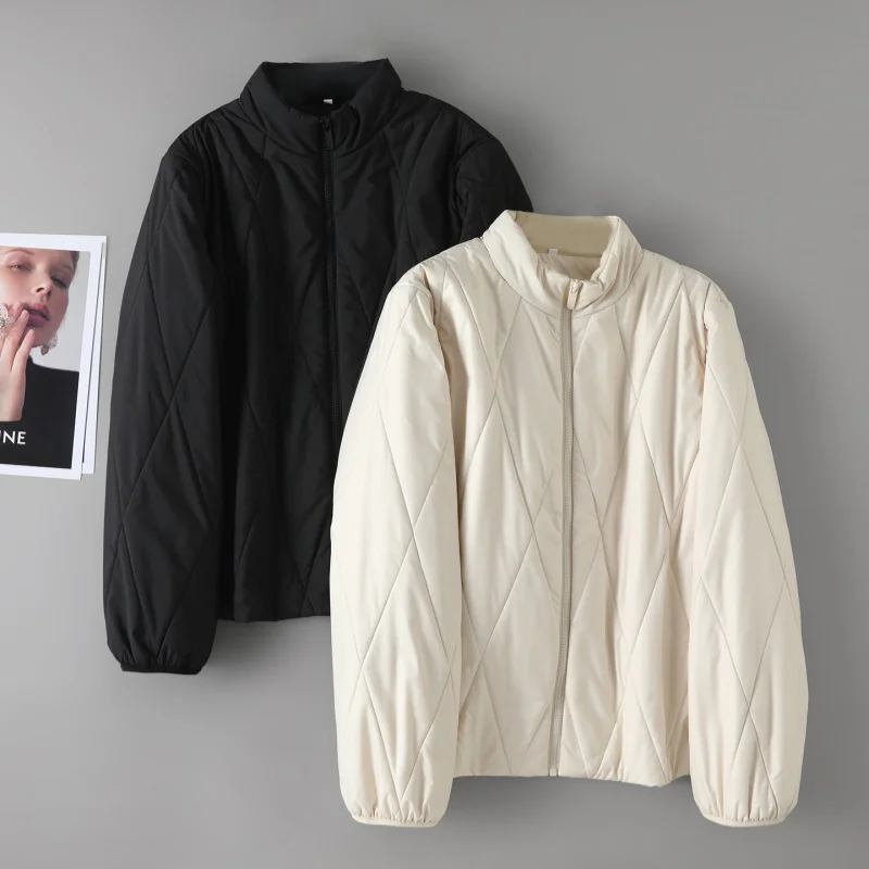 Birdtree, Silk Filling Warmth Jacket, Women's Stand Collar Long Sleeve Zipper Tops, 2026 Fall Winter New Solid Coat T69720JF