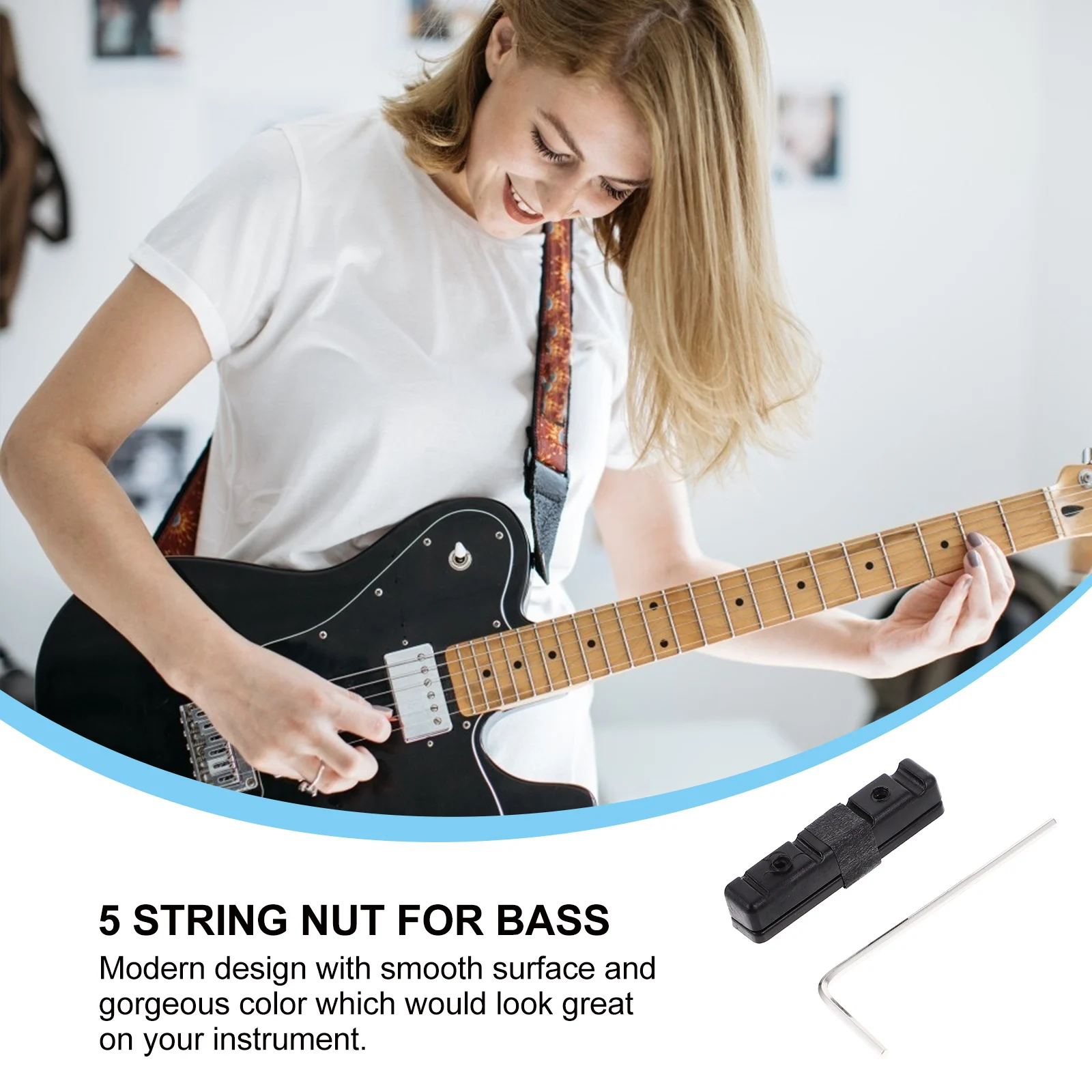 

4 String Pillow on Bass Guitar Bridge Replacement Brass Nut Upgrade Slotted for