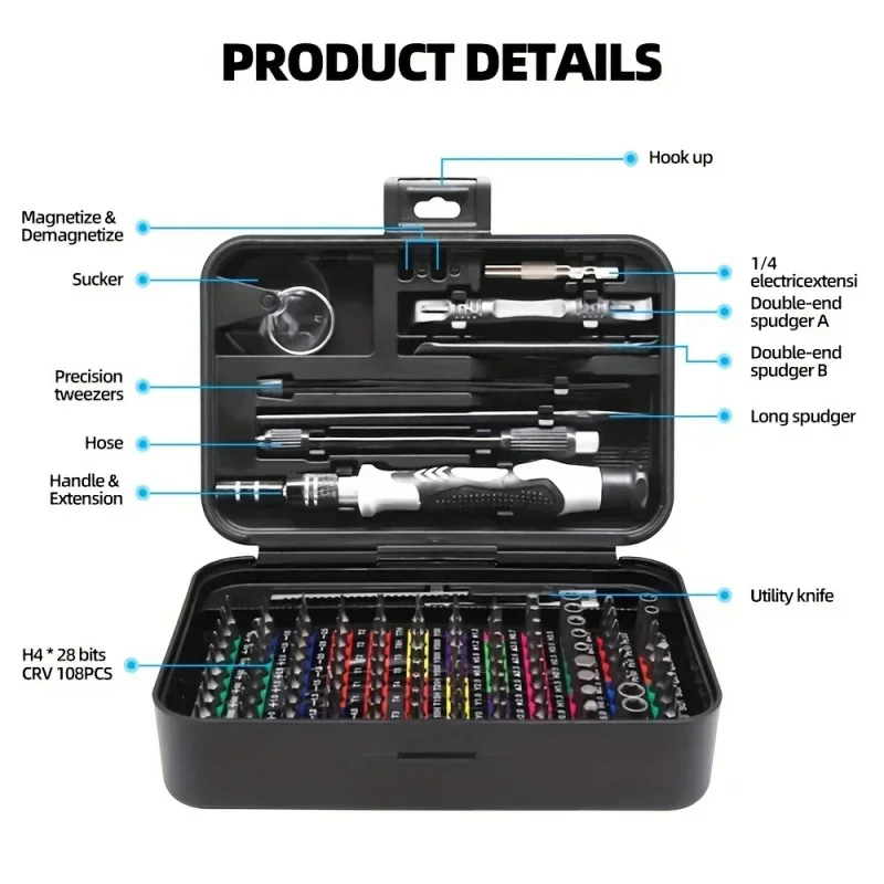 

132in 1 Precision Screwdriver Set, Magnetic Screw Driver Bits, Torx Hex Bits, Computer Phone Professional Handle Repair Tool Kit