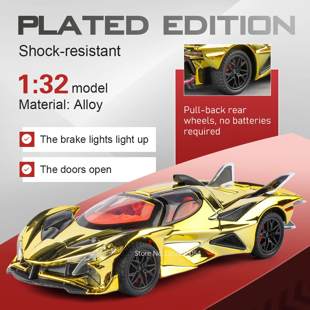 

Миниатюрные машинки Apollo EVO R8 V10, масштаб 1:32, литые под давлением, из сплава, с открывающимися дверями, звуком и светом, откатывающиеся, модные подарки для детей