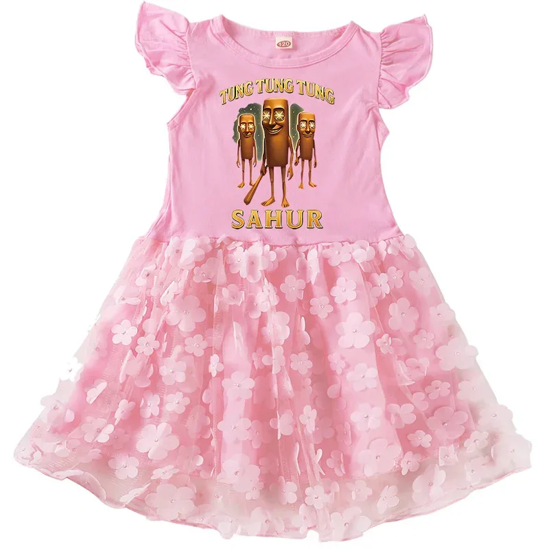 Tingtungsahur ملابس الأطفال الكرتون طفل الفتيات فستان الأميرة الصيف الأطفال فستان حفلة عيد ميلاد عيد الميلاد عيد الهالوين زي #5