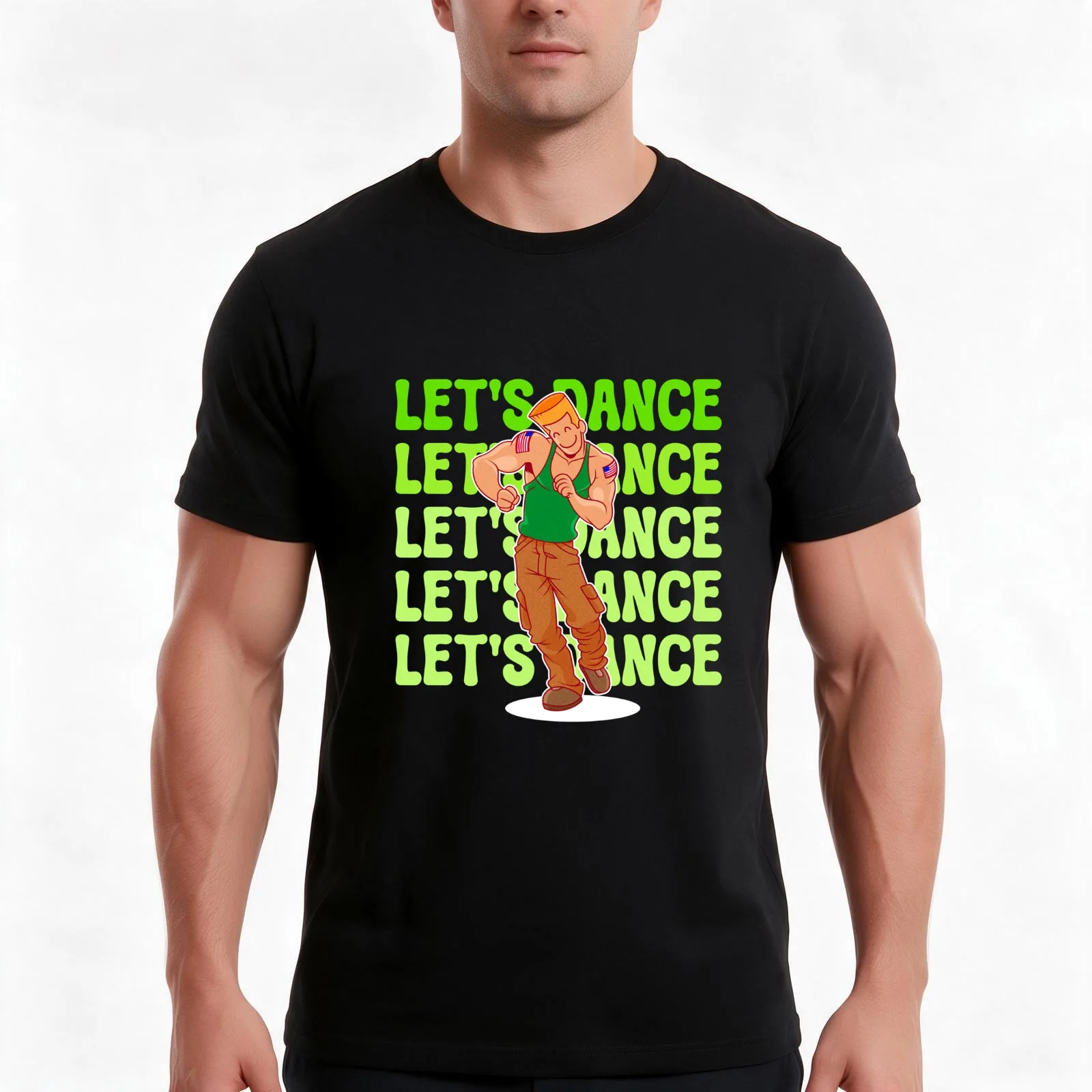 Retro Groove Muscle Dancer Tee – Feel the Beat, Show Your Moves T-Shirt, Summer Casual Cotton Tee, Oversized Streetwear Tops