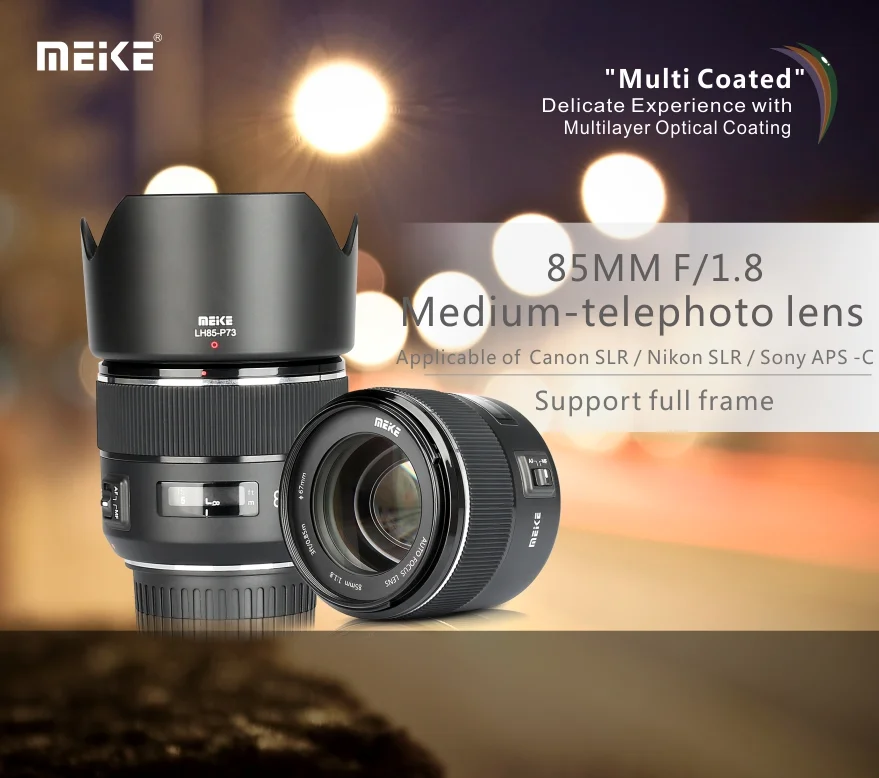 Brazil Stock) Meike 85mm F1.8 Full Frame Lens Medium Telephoto STM Auto Focus Lens for Sony E-Mount A6400 A7 III A7R II A6500