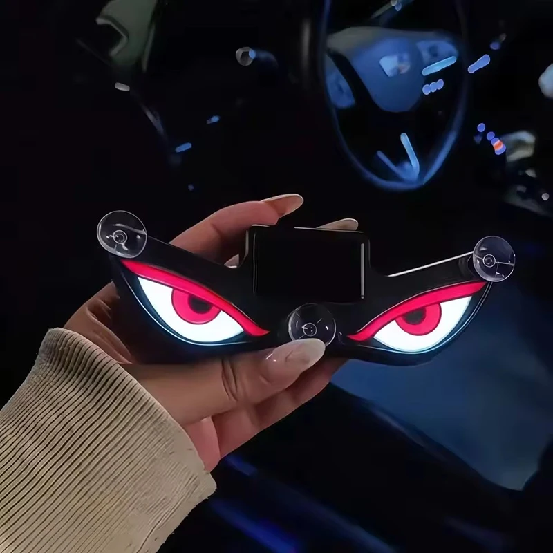 Solar Powered Car Neon Light Wireless Cool DEMON EYE Led Ambient Light Suction Cup USB Rechargeable Atmosphere Breathing Lamp