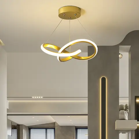 북유럽 스타일 LED 펜던트 조명 24/30CM – 골드 컬러, 다이닝룸/복도/침실/거실/호텔 인테리어 조명