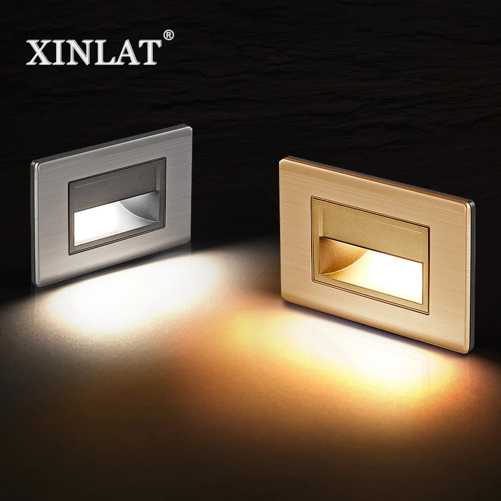 Modern LED Stairs Light Recessed Corner Wall Lamp Aluminum Footlight Fixtures Nightlights for Step Balcony Kitchen Décor