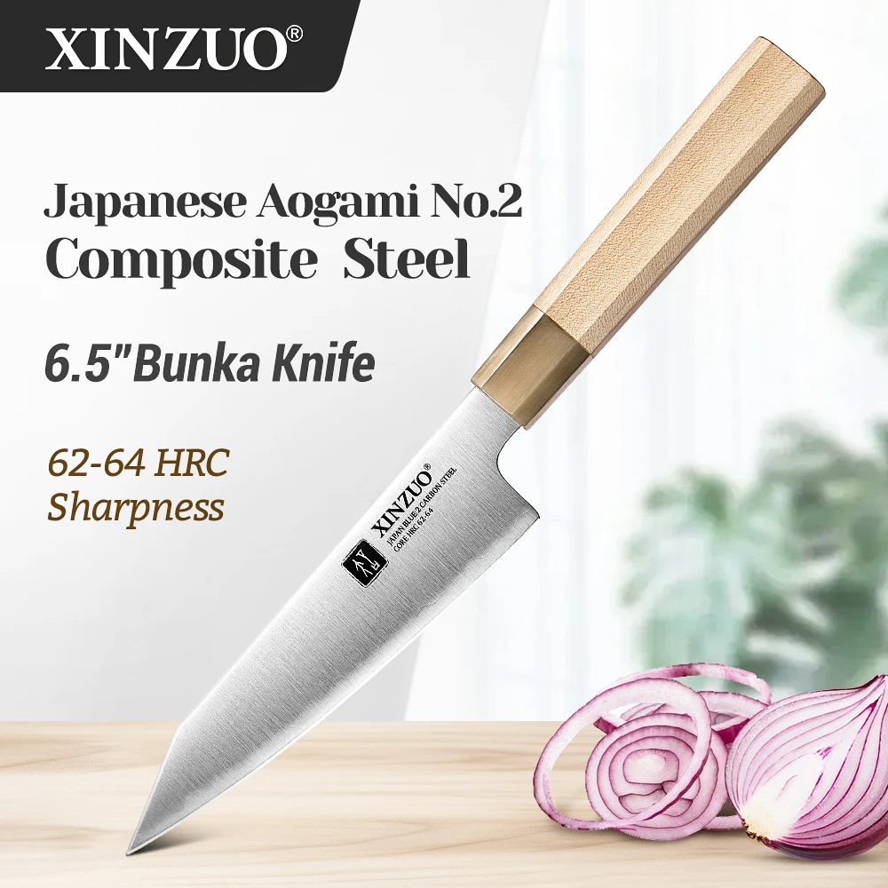 Нож XINZUO Bunka 6,5 дюймов из композитной стали Aogami No.2, HRC64, с традиционной восьмигранной рукоятью, профессиональный нож Kiritsuke для сашими