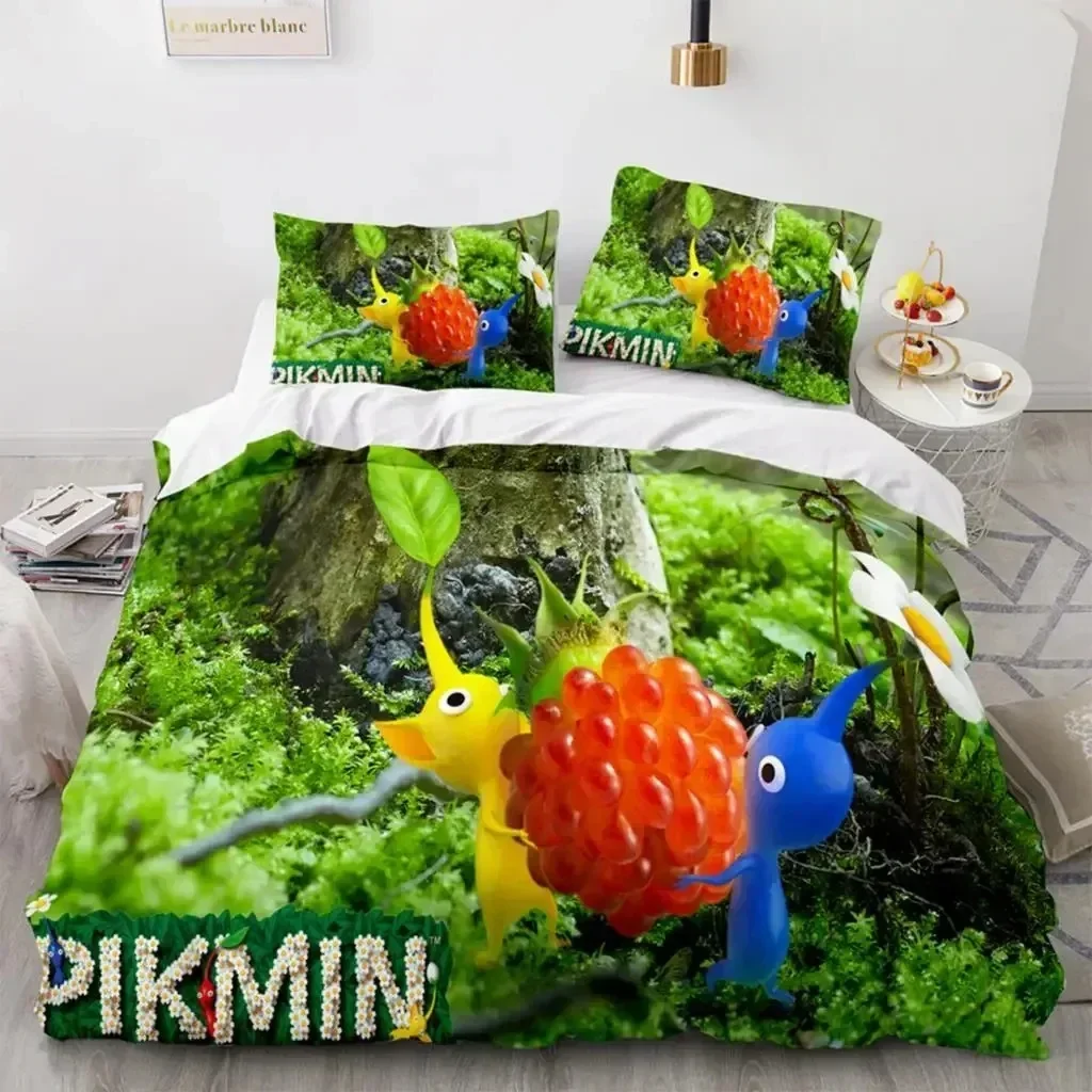 

Cartoon Game Pikmin Bedding Set 3D Printed Suitable for Bedroom Duvet Cover Set With Pillowcases Kids Home Textile