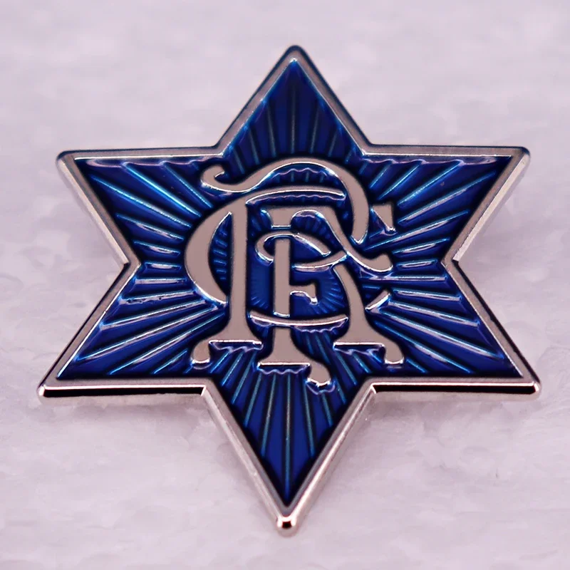 Sports Football Brooches Blue Star Badge Jewelry Accessories Gifts