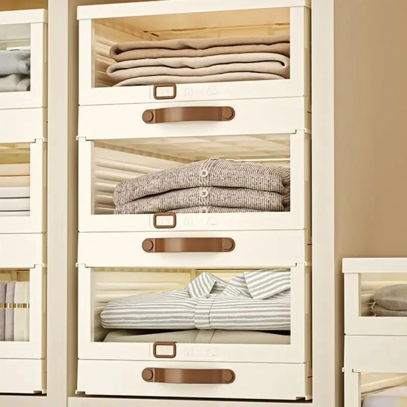 

Foldable Plastic Drawer Organizer Stackable Storage Box for Closet Cabinet Clothes Storage Bin with Handle