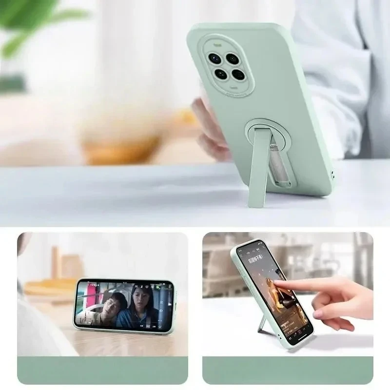 Invisible Bracket Stand Holder Case for Huawei Nova13 Pro Liquid Silicone Soft Shell for HUAWEI Nova 13 13Pro Back Cover Funda