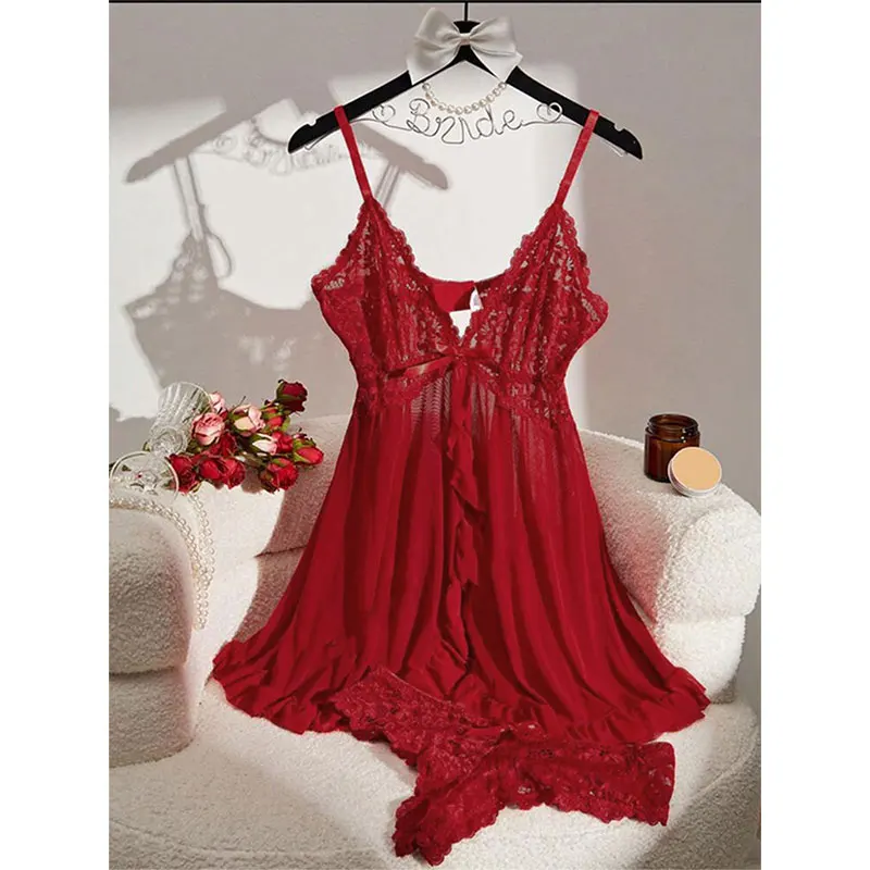 Мягкие прозрачные ночные пижамы, хит продаж, ночные рубашки, темно-зеленое платье с лямкой на шее, женская одежда для сна, сексуальный бюстгальтер, ночная рубашка больших размеров, комплекты стрингов